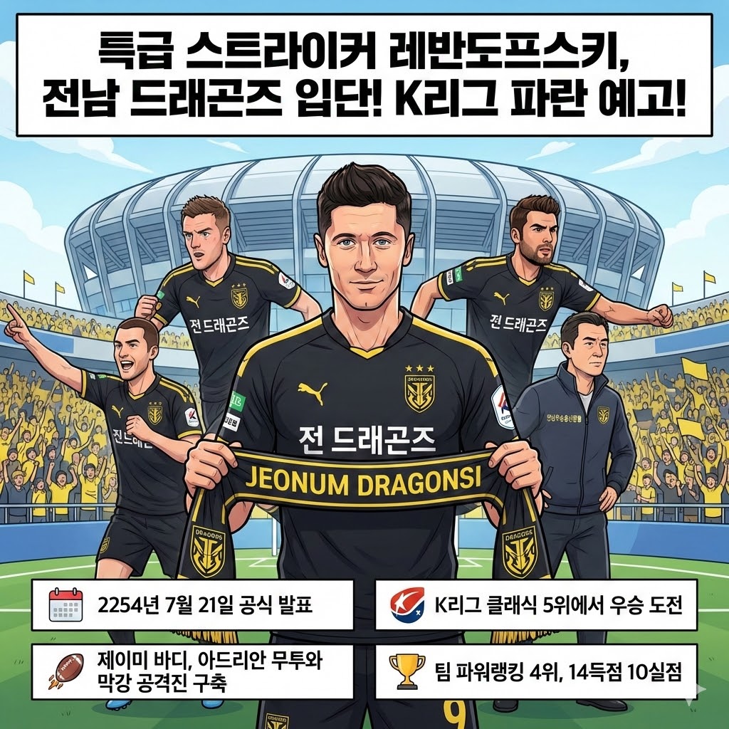전남, [득점괴물] 레반도프스키 K리그 충격 입성!